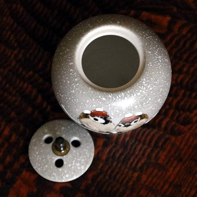 中村陶志人 九谷焼香炉 雪二雀図 T-451 磁器 | KAZESHOP