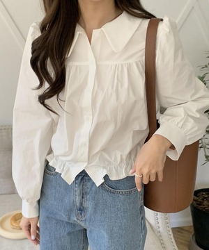 《即納商品》muffin gather blouse (ivory / black)