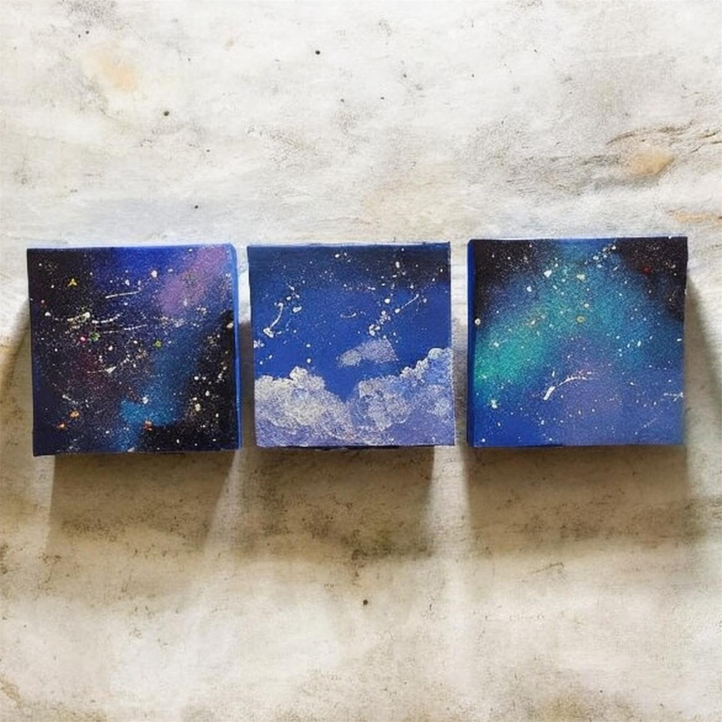 A-122/26】【3点セット】原画 絵画 抽象画 風景画 カラフル キャンバス