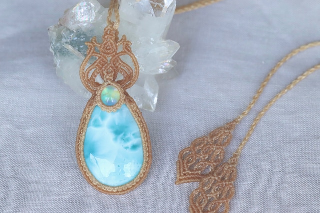 [Precious opal&Larimar] Pendant 〜Kirari〜