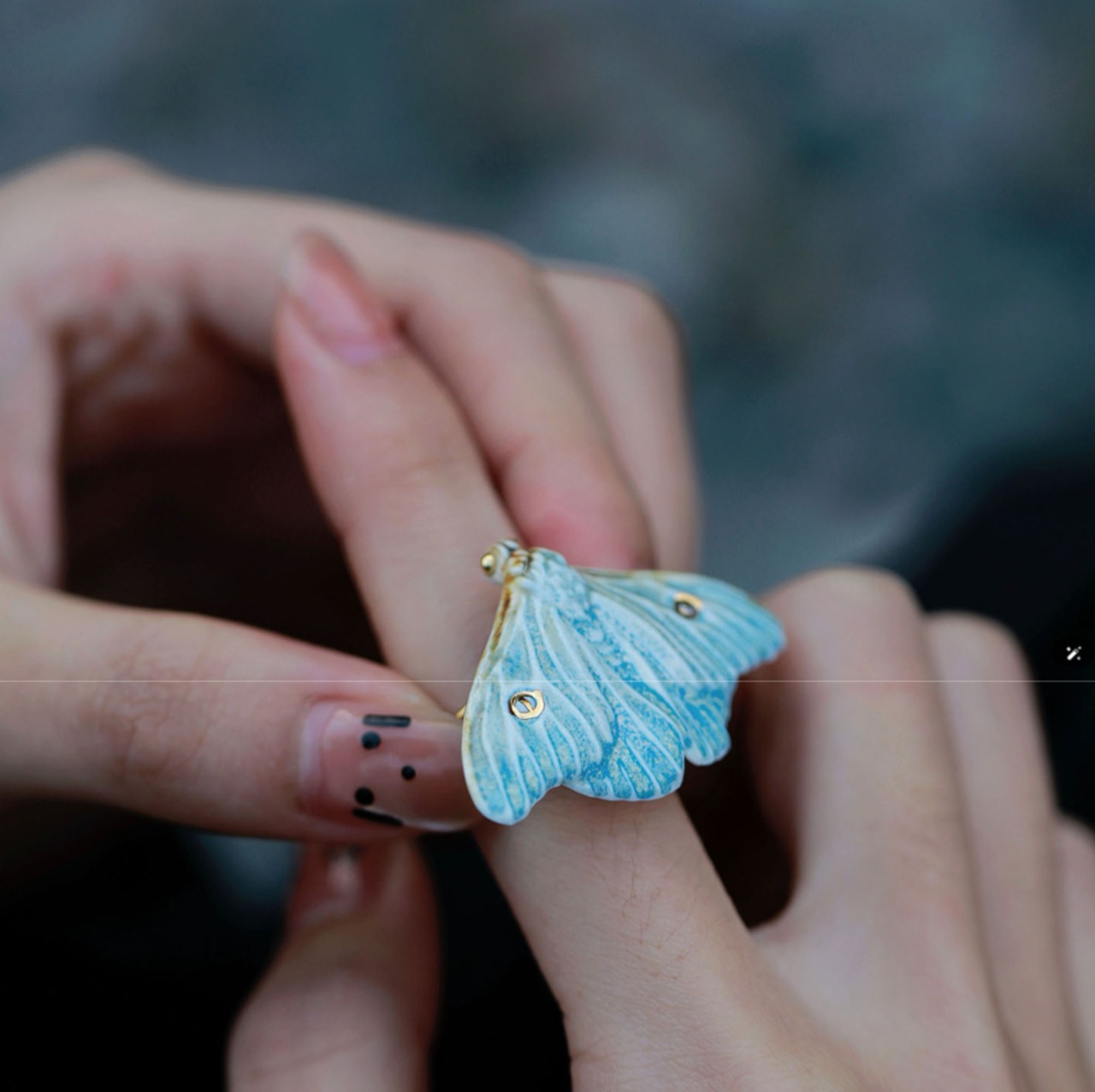 蒼月標本　月夜の蛾のリング  M25159