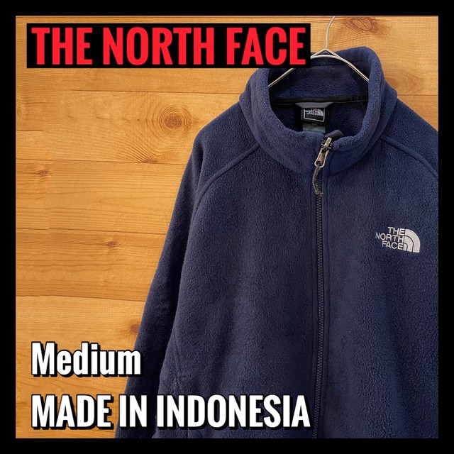 【THE NORTH FACE】フリースジャケット ネイビー バックロゴ 刺繍ロゴ メンズM アウトドアウェア アメリカ古着