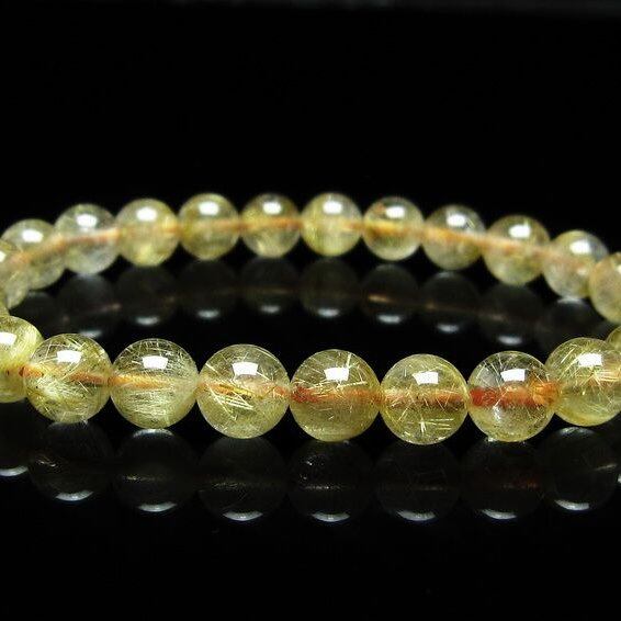 ルチルクォーツ ブレスレット 7mm タイチンルチルクォーツ タイチンルチル 一点物 メール便可 [M便 1/10] 111-49097