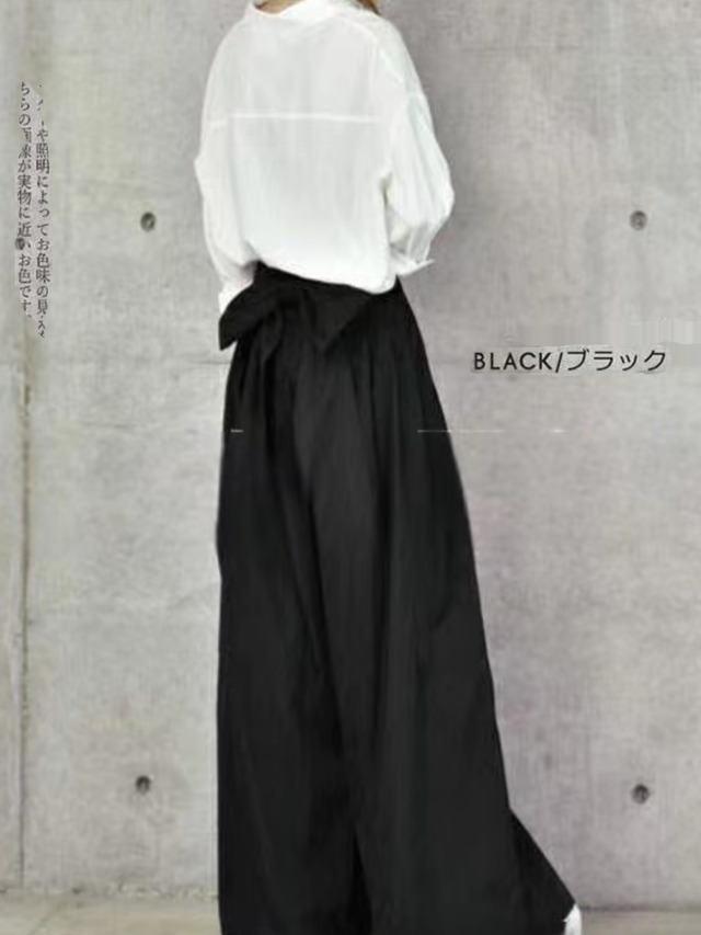 初回送料無料　春夏ハイウエストストレート蝶結びワイドパンツ　レーディスファション商品　人気パンツ