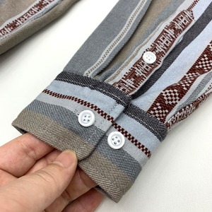 Retro Ethnic Striped Long Sleeve Shirt / レトロ エスニック ストライプ 長袖 シャツ