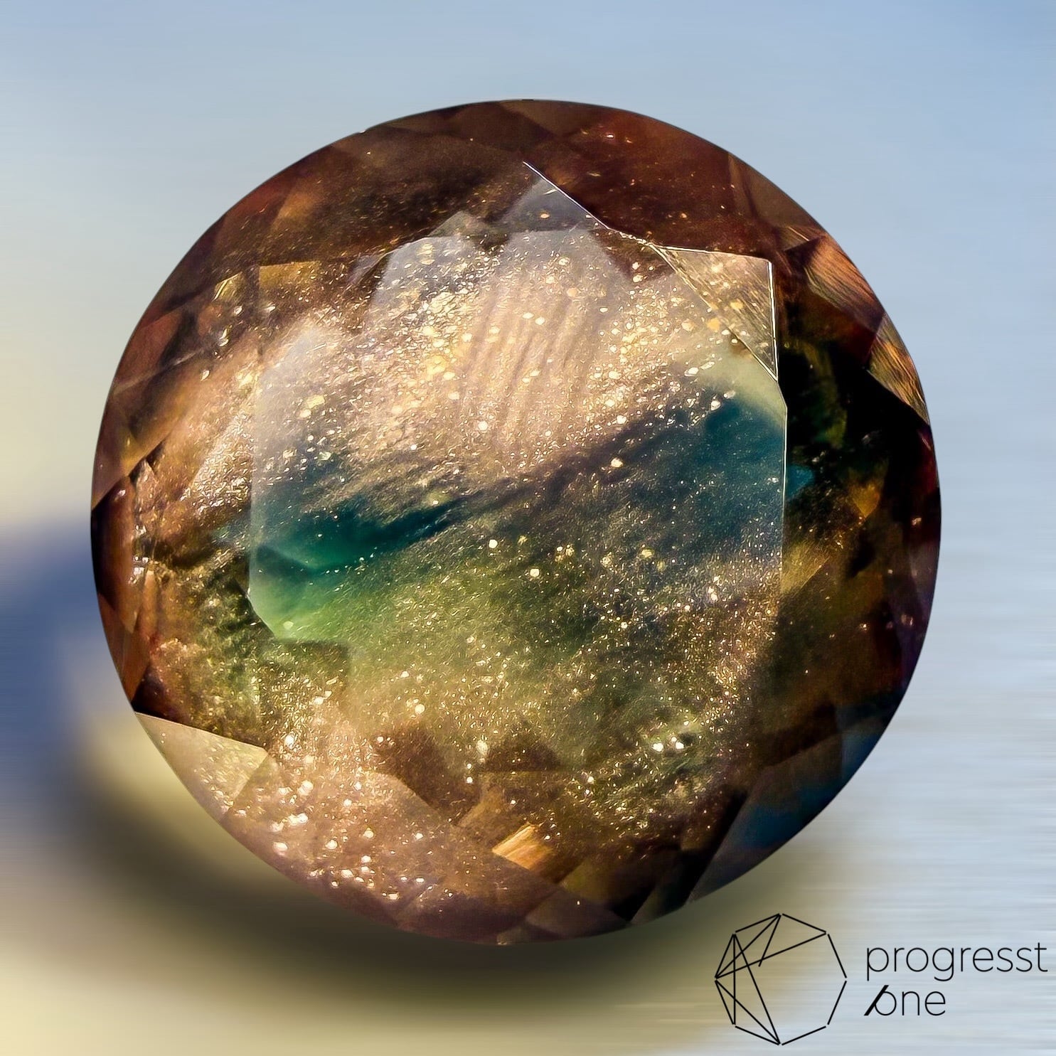 サンムーンストーンとドラゴンの台座 バイカラーオレゴンサンストーン2.48ct | progresstone