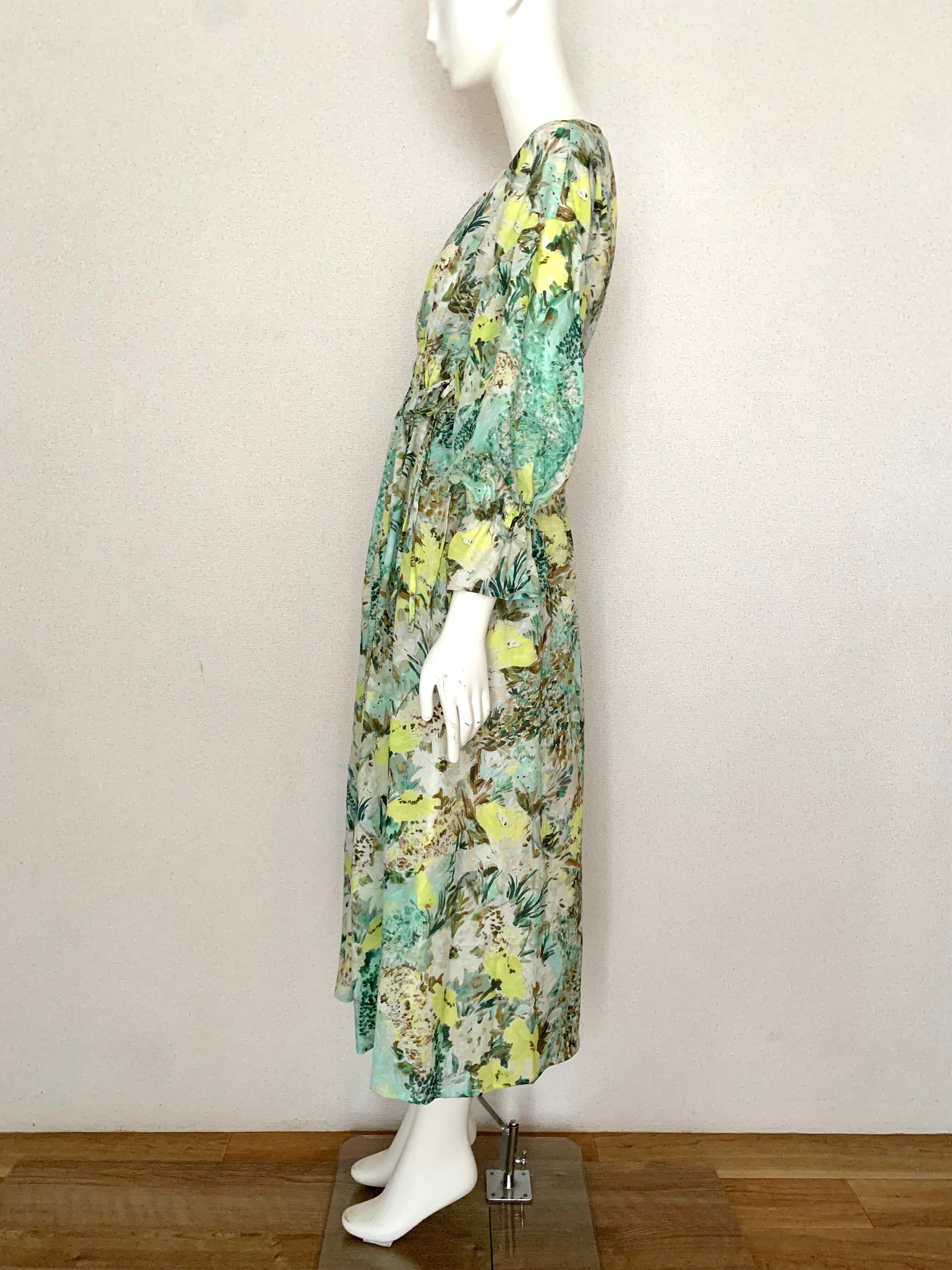 【日本製】VネックドロストキャンディスリーブOP　花柄