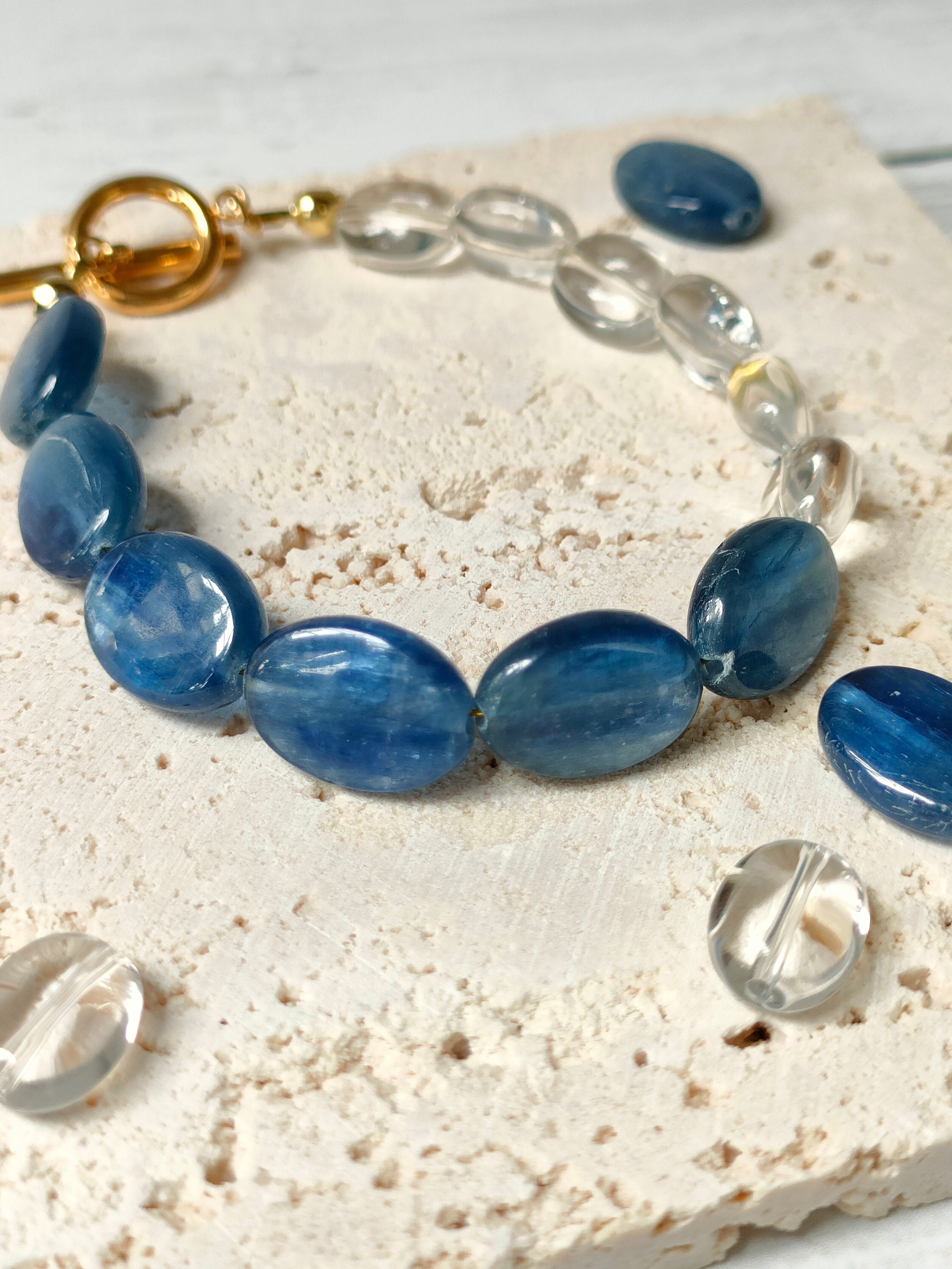 カイヤナイト&クリアクォーツマンテルブレスレット