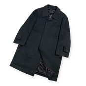 深喜毛織 FUKAKI カシミヤ100% ステンカラーコート 比翼仕立て サイズ A3 /ブラックグレー系 最高級 紳士 ビジネス フォーマル