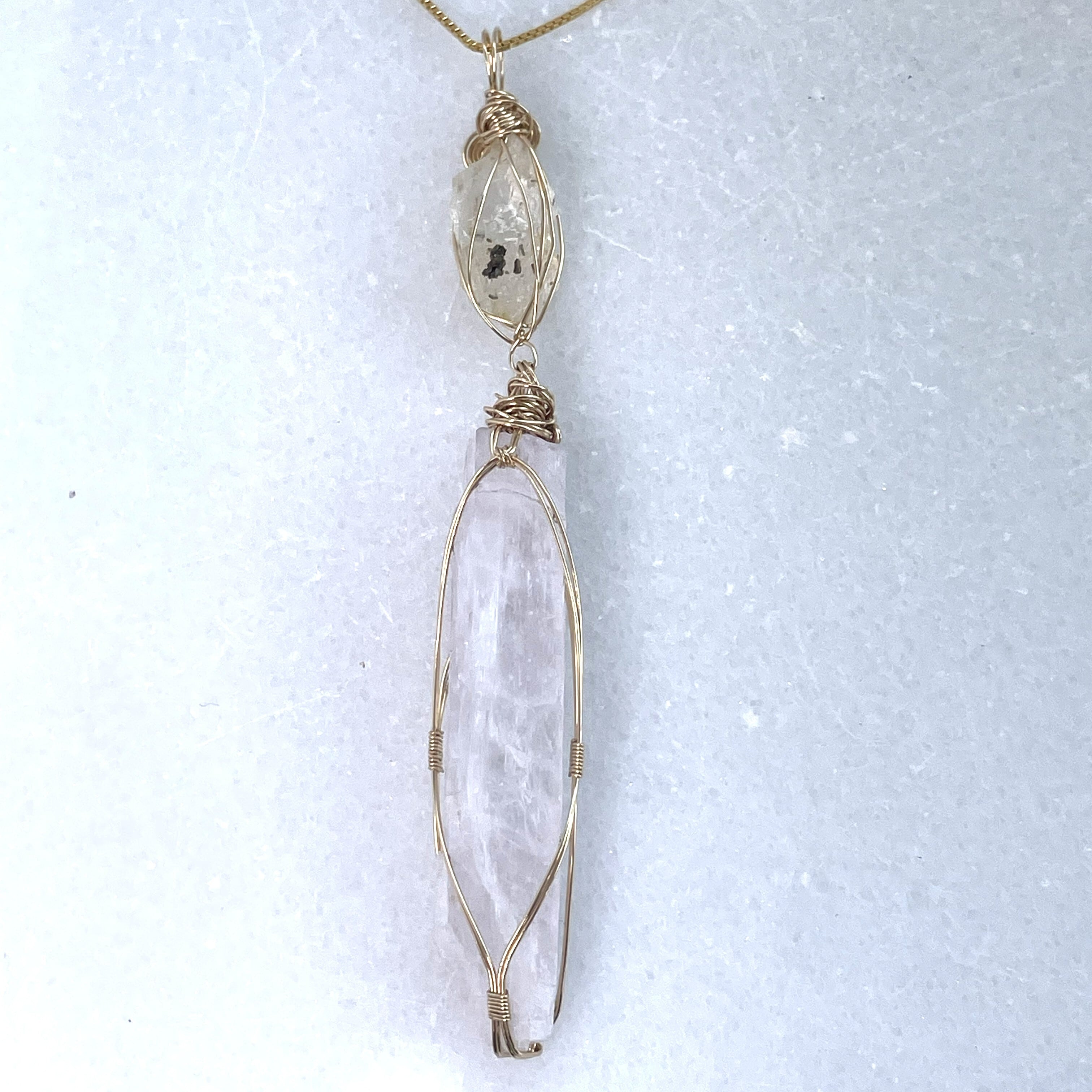 《ソウル・ユニオン》 【魂の統合を促し、本来の使命へ導く】 フェナカイト＆クンツァイト　☆Temple Codes of Egypt — 神殿に刻まれた覚醒のコード☆ワイヤージュエリー