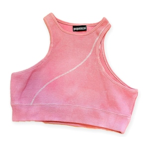 REMAKE RIB CROP TANK / PINK