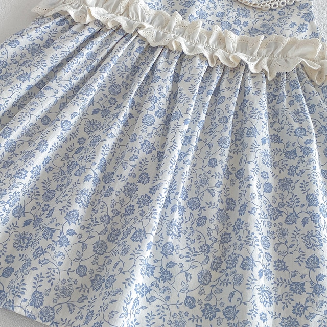 【姉妹服】ブルーフラワーロンパース/ブルーフラワーワンピース - 14