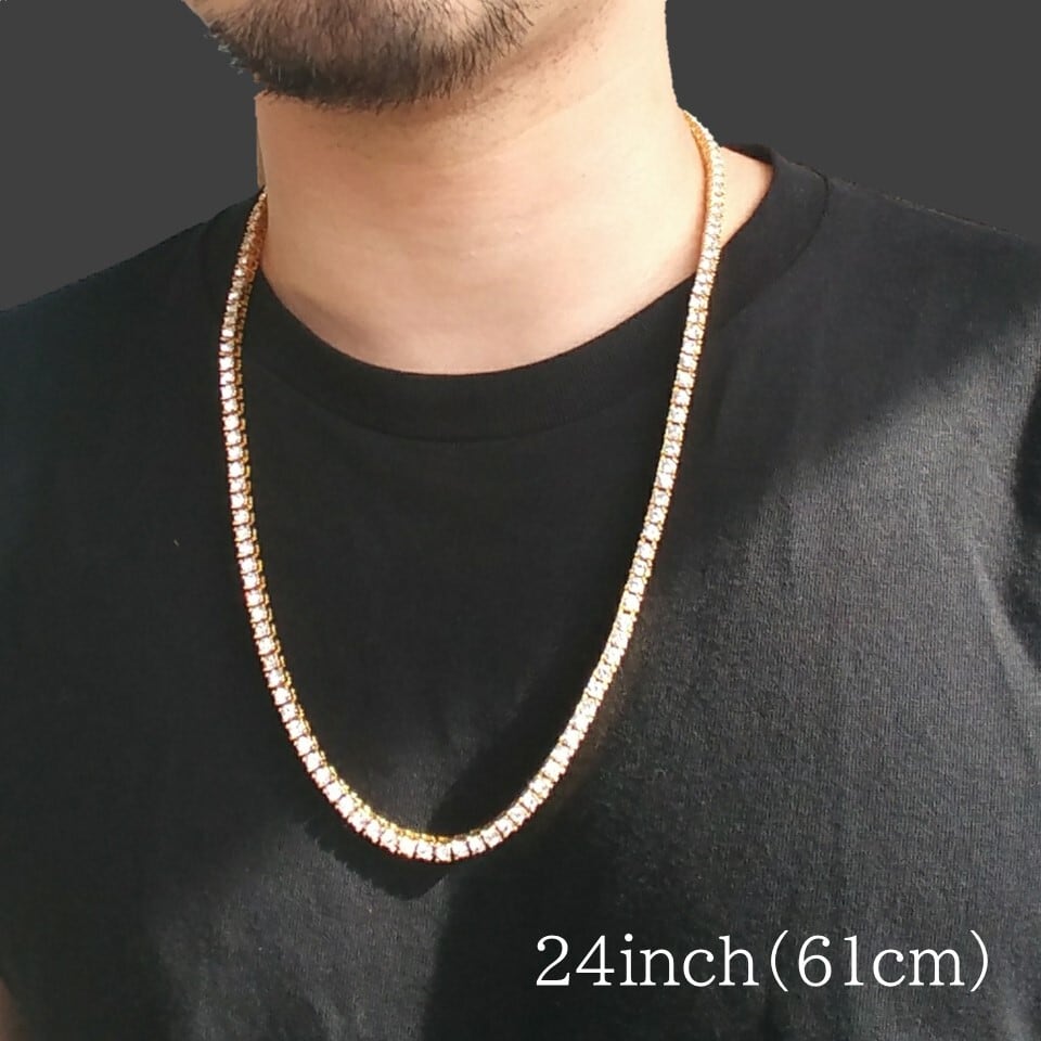 CZダイヤ 幅3ｍｍ テニスチェーン 18k ネックレス テニスネックレス