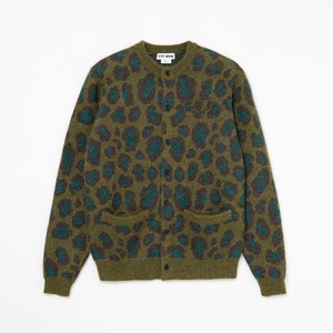 Leopard knit cardigan（KHAKI）