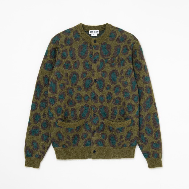 Leopard knit cardigan（KHAKI）