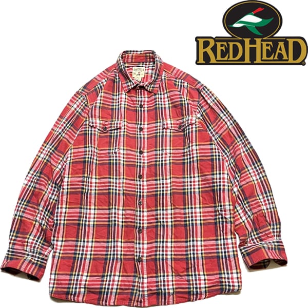 古着 レッドヘッド RED HEAD チェック柄 ボタンダウン 長袖 ライトネルシャツ メンズS相当/eaa595483 古着 レッドヘッド RED HEAD チェック柄 ボタンダウン 長袖 ライト
