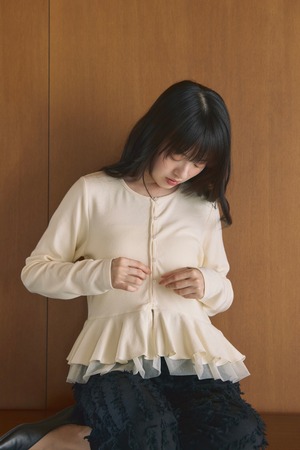 AM670900 tulle hem flare cardigan