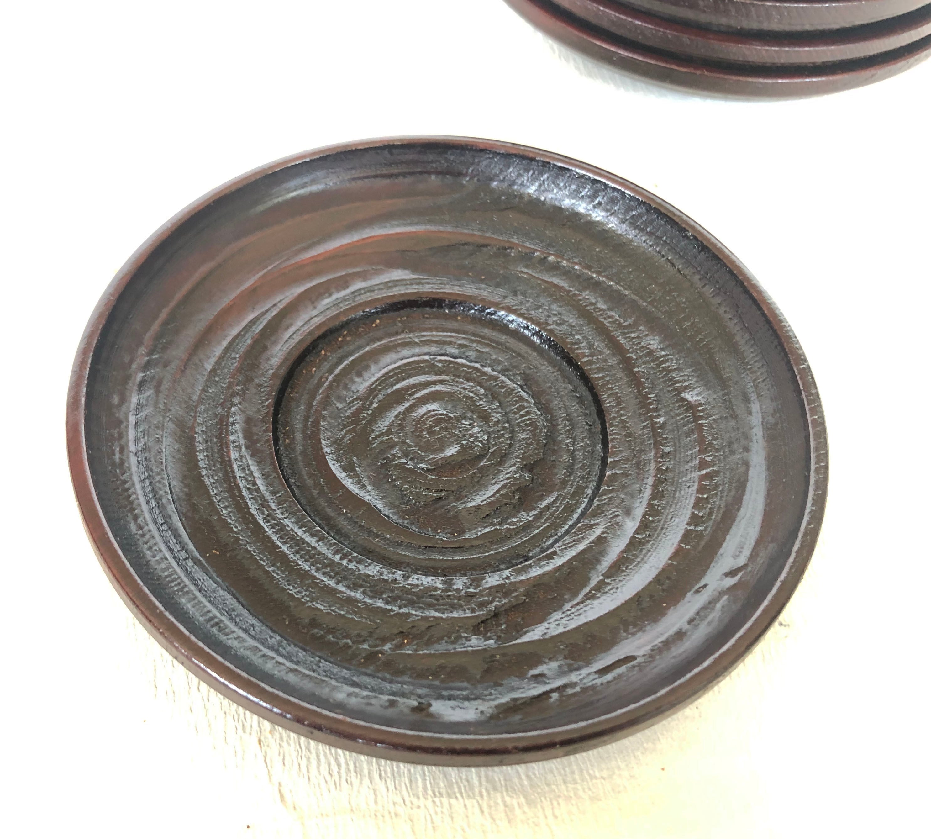 茶托 漆塗 象谷4寸茶托 5枚 12cm 木製 讃岐漆器 象刻 コースター