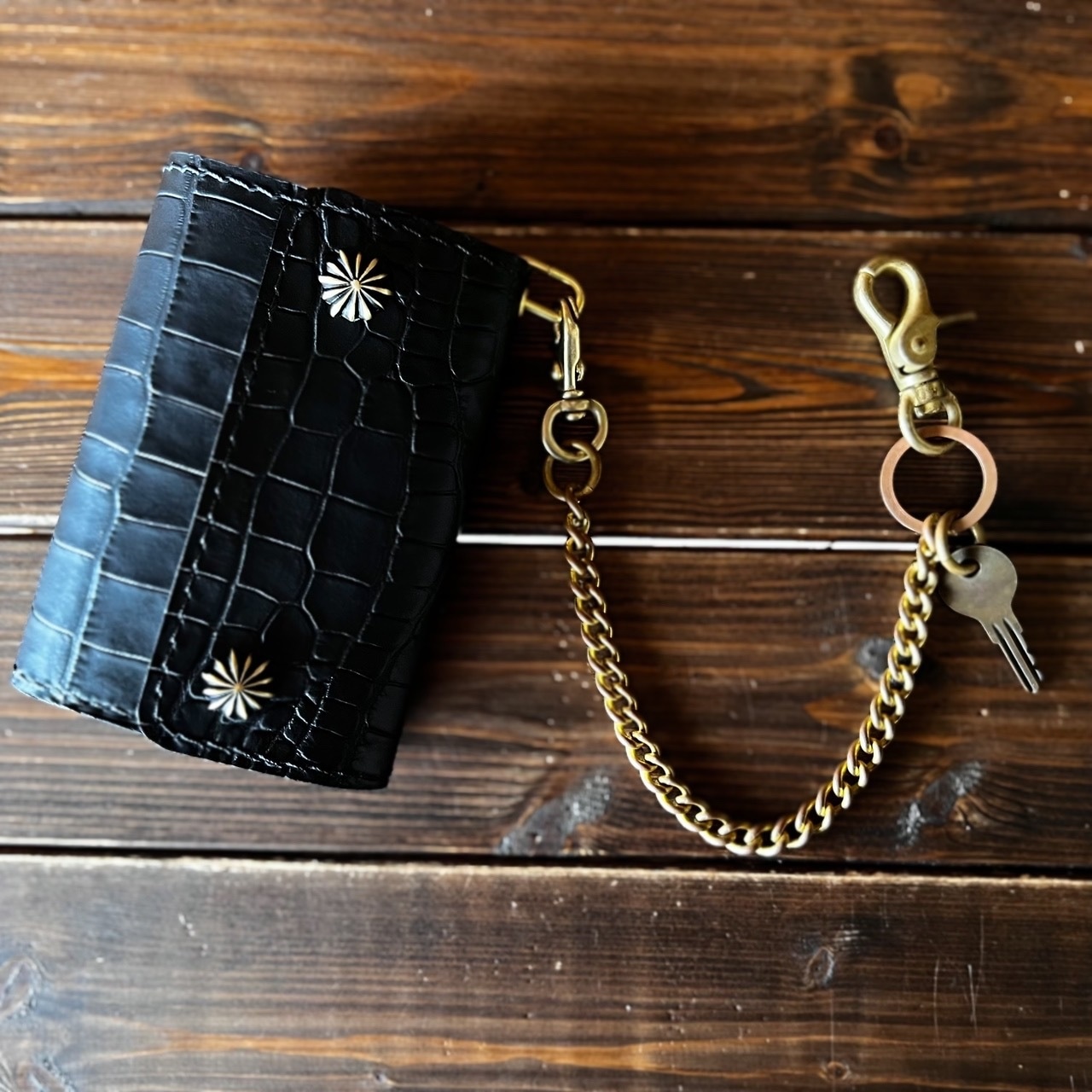 専用リンク【カスタムオーダー Trucker Wallet-10 クロコ型押しレザー】