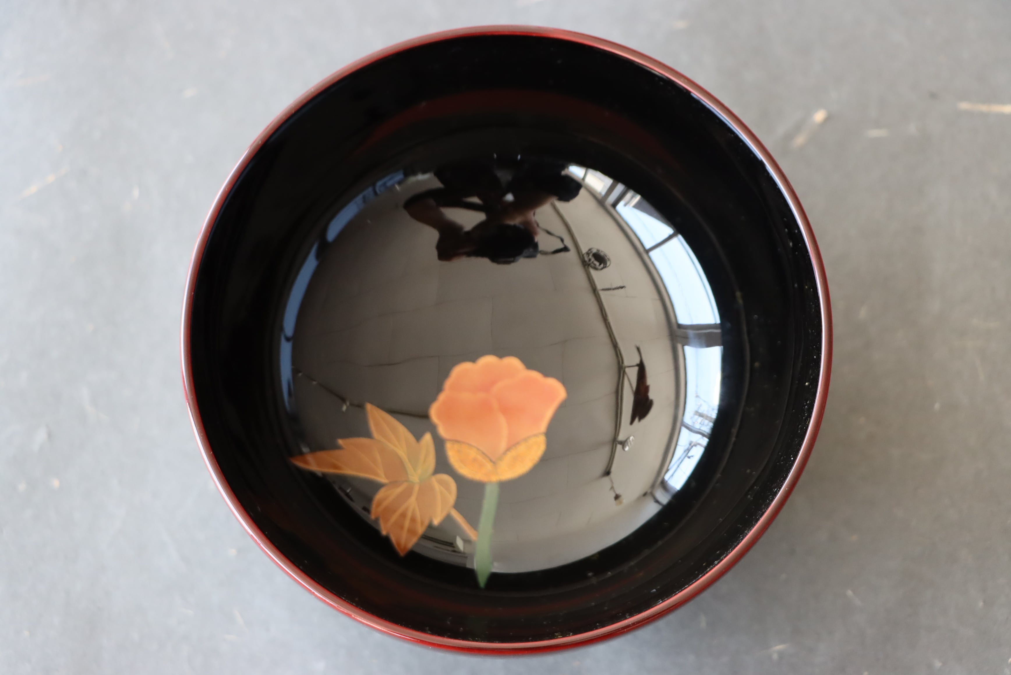 輪島塗 津田哲斎 溜塗 牡丹蒔絵 煮物椀 五客組 共箱 B/Wajima laquered