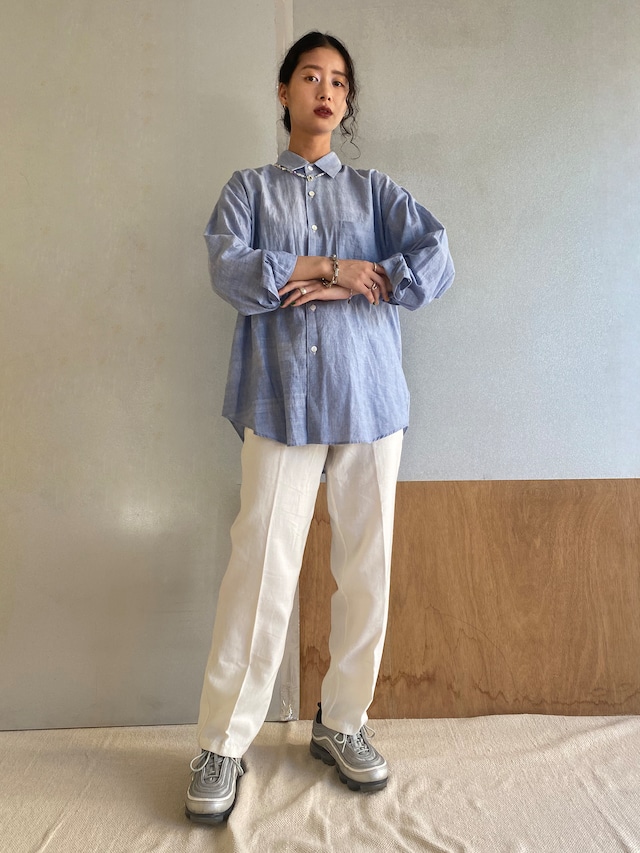 Men's oversize long sleeve shirt "light blue chambray" khadi cotton