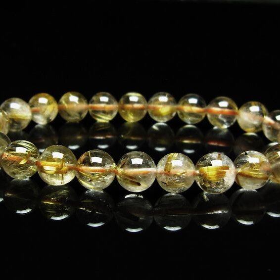 ルチルクォーツ ブレスレット 8mm タイチンルチルクォーツ タイチンルチル 一点物 メール便可 [M便 1/10] 111-49030