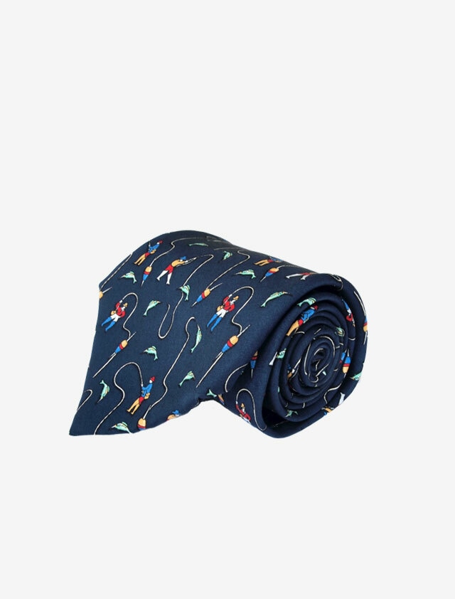 SALVATORE FERRAGAMO SILK TIE FISHING サルバトーレ フェラガモ シルク ネクタイ フィッシング