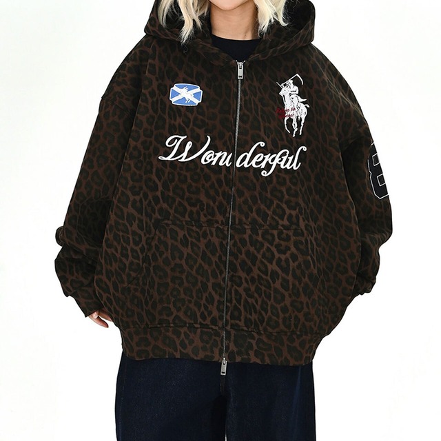 レオパードパターンワッペンジップフーディ
 1col   R01729