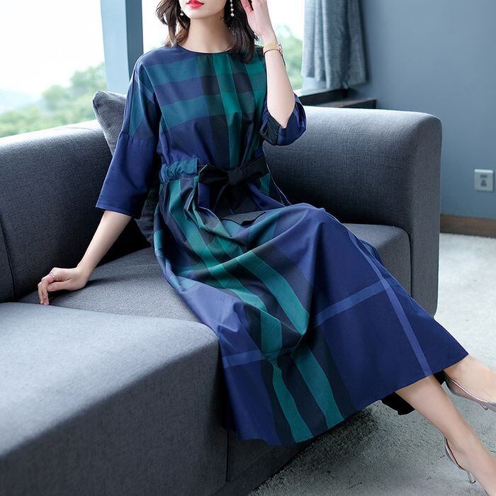 ワンピース レディース チェック柄 ミドル丈 半袖 クルーネック フレア ベルト ハイウエスト かわいい 大人可愛い きれいめ おしゃれ お洒落 こなれ感 ラブリー キュート ガーリー 主役級 存在感 フェミニン チェック柄 秋 冬 10代 20代 30代 OL 通勤 学生 通学 デート お出かけ 女子会 着回し 普段使い 韓国 韓国系 送料無料 ファッション コーデ スタイル モテ 体型カバー トレンド 流行 インスタ映え M L XL 2XL ブルー グリーン