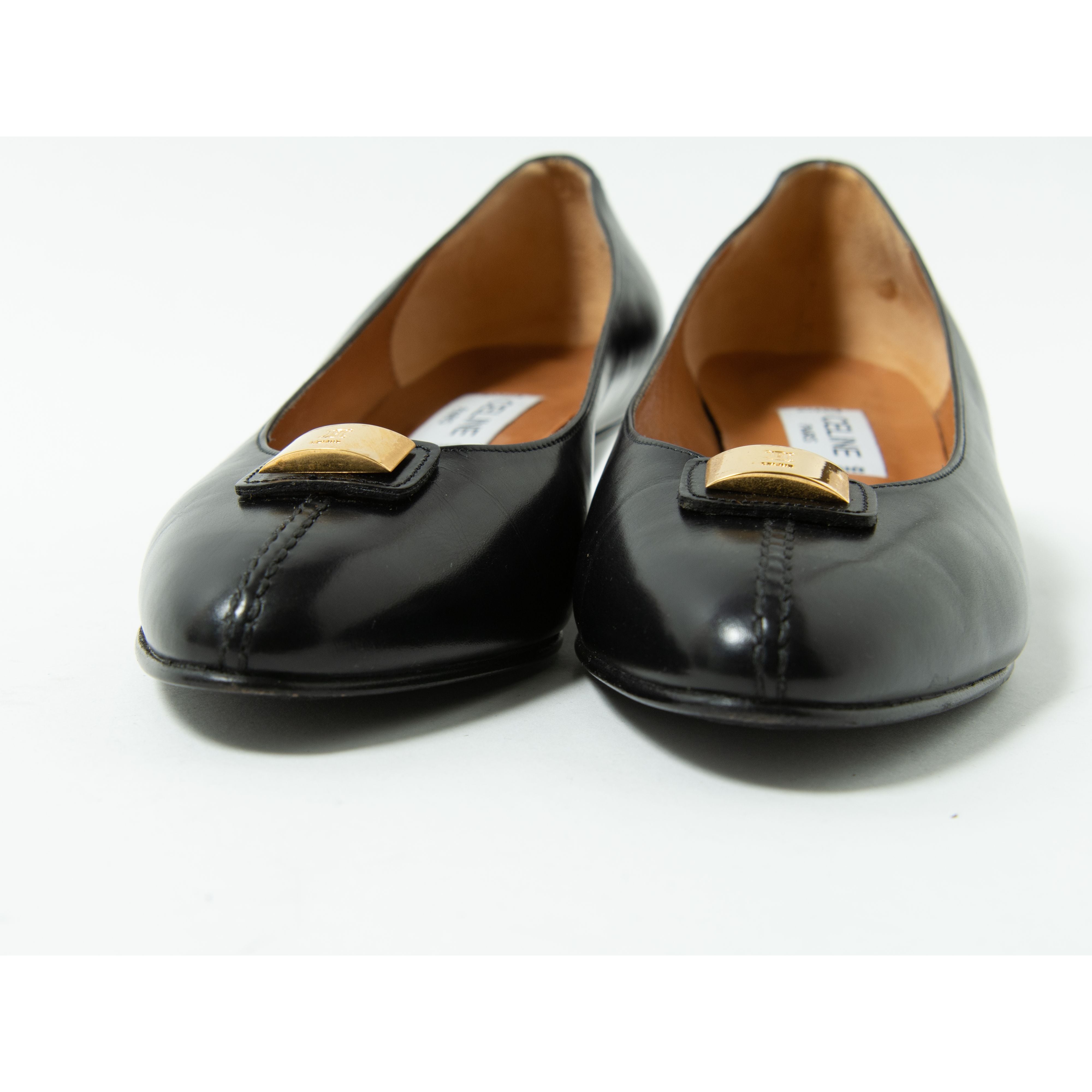 【CELINE】Made in Italy Macadam plate almond toe pumps 36（セリーヌ イタリア製 マカダム アーモンドトゥパンプス 23cm）10b