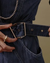 1980's Thierry Mugler / Belted Denim Gown