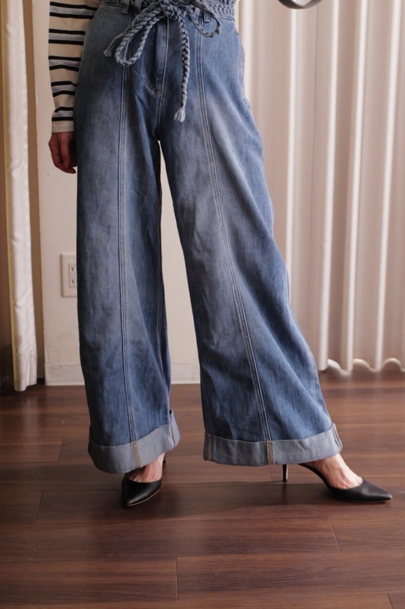 rope belt wide denim blue