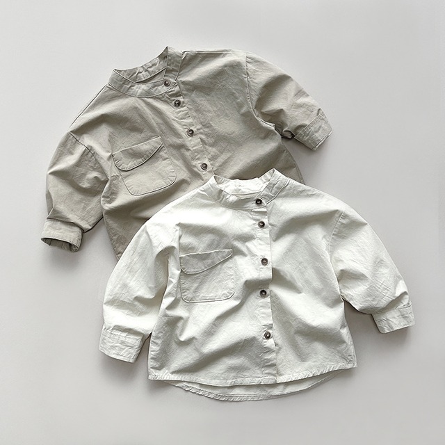 【BABY&KID】春新作ミニマリズムポケットデザイン純綿シャツ