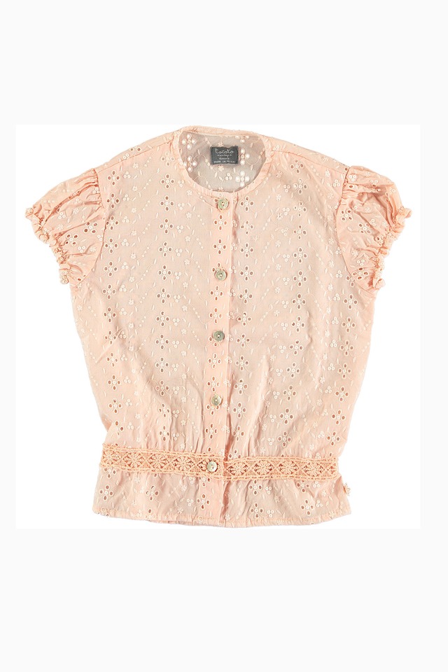 tocoto vintage Puff sleeved blouse with swiss embroidery details
