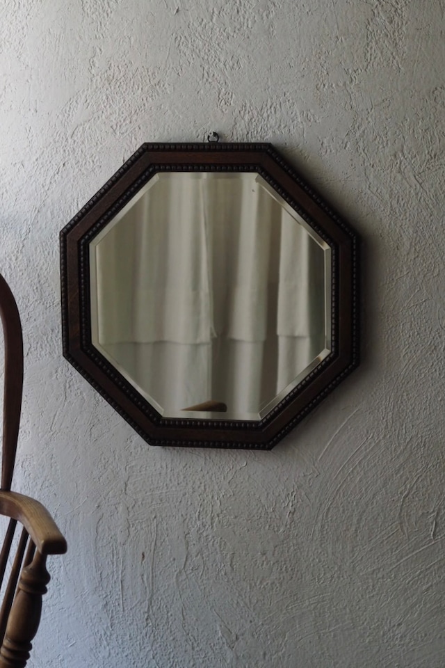 オーク八角形ミラー-antique oak octagonal mirror