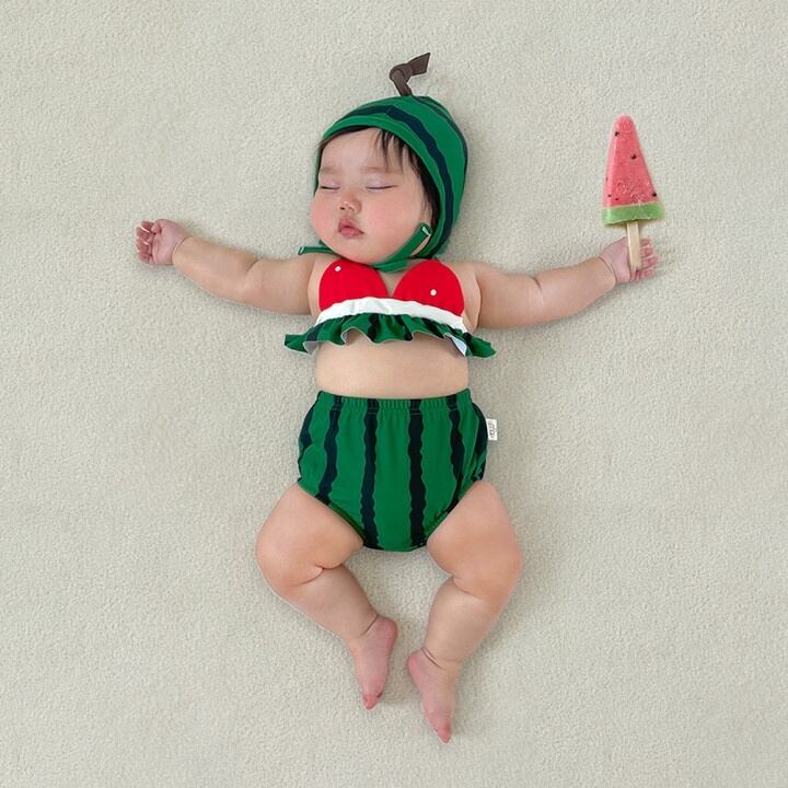 BABY】夏新作 可愛いスイカ柄ビキニ水着 | Dreambaby