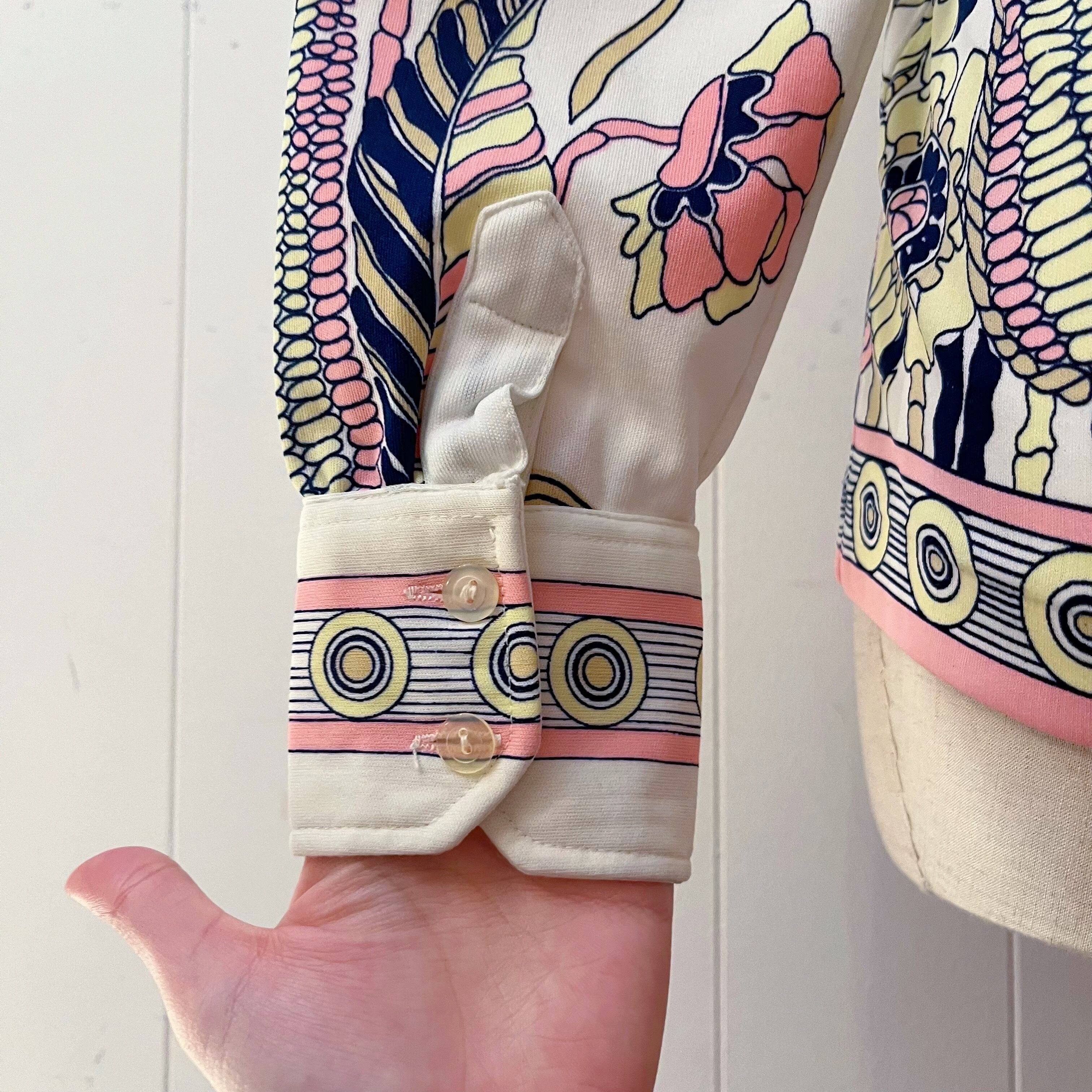 pink yellow botanical blouse