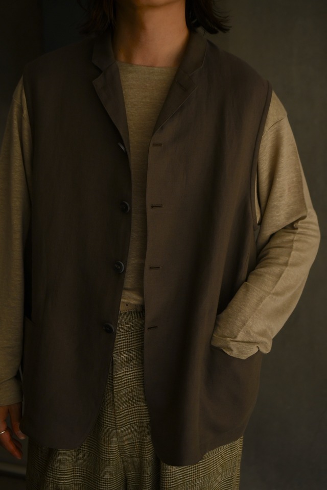 m’s braque / STAND UP COLLAR GILET (Mocha)