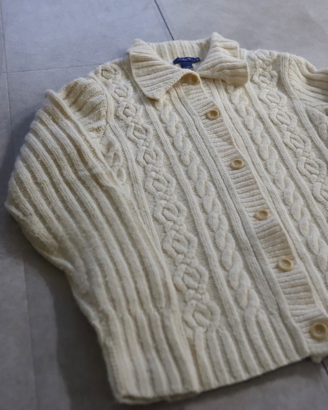 fisherman knit polo cardigan