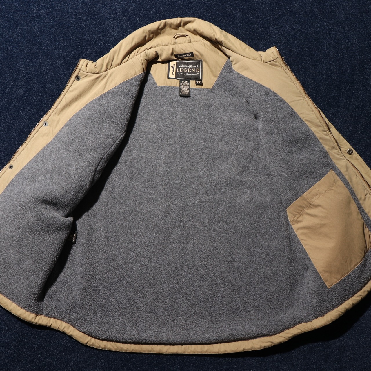 美品 S Eddie Bauer Legend フリースベスト ベージュ POLARTEC エディーバウアーレジェンド