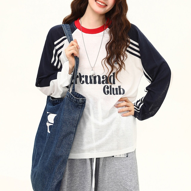 ラグランサイドラインストリートロングスリーブTシャツ 1col R02440
