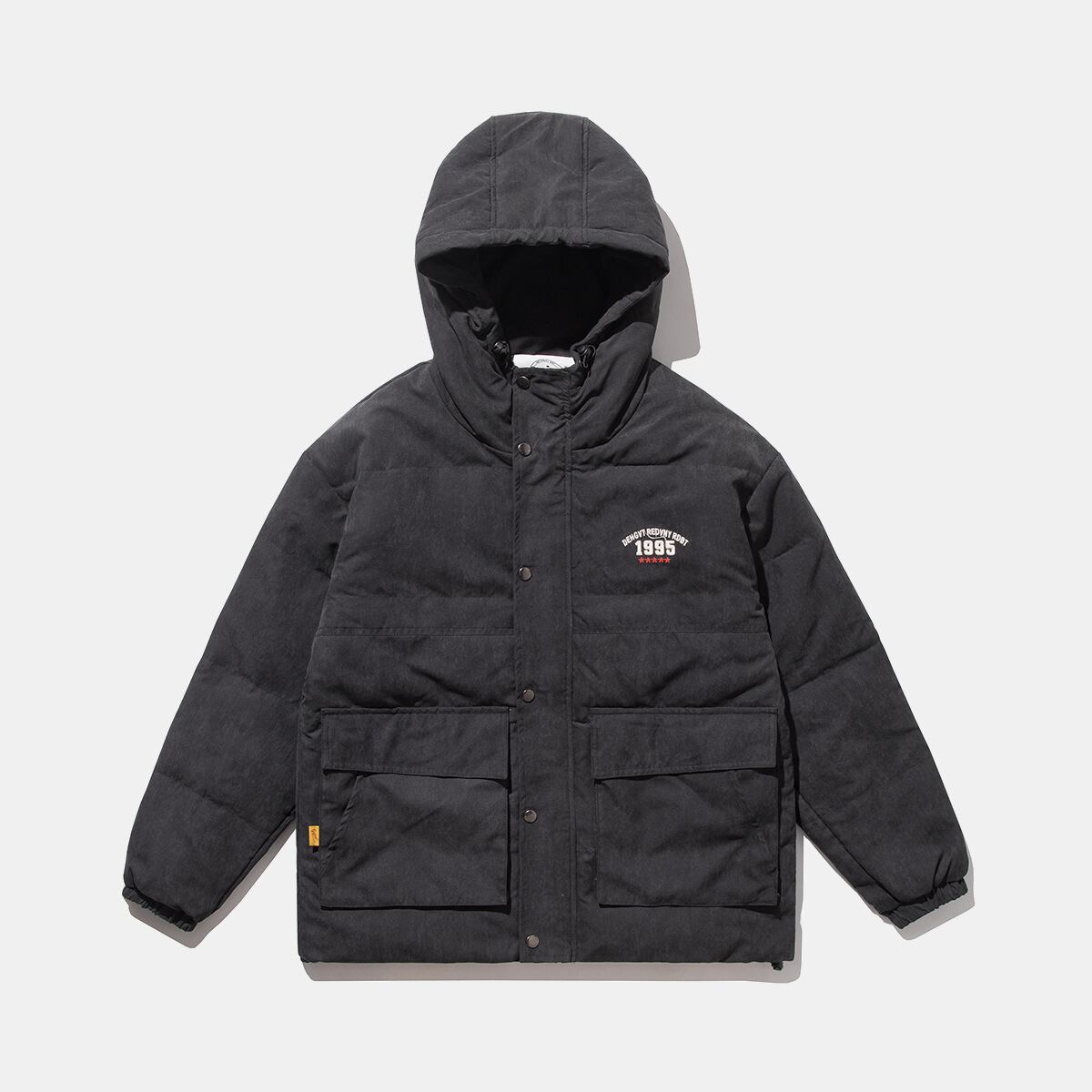 【新作】【送料無料】 Road Vintage Hooded Youth Winter Leisure Loose Solid Color Three-Dimensional Patch Pocket Zipper Black Stand Collar Cotton Jacket-Alibaba ブラック コットン ウィンター 冬物 ソリッドカラー ビンテージ hip6-161187152921093