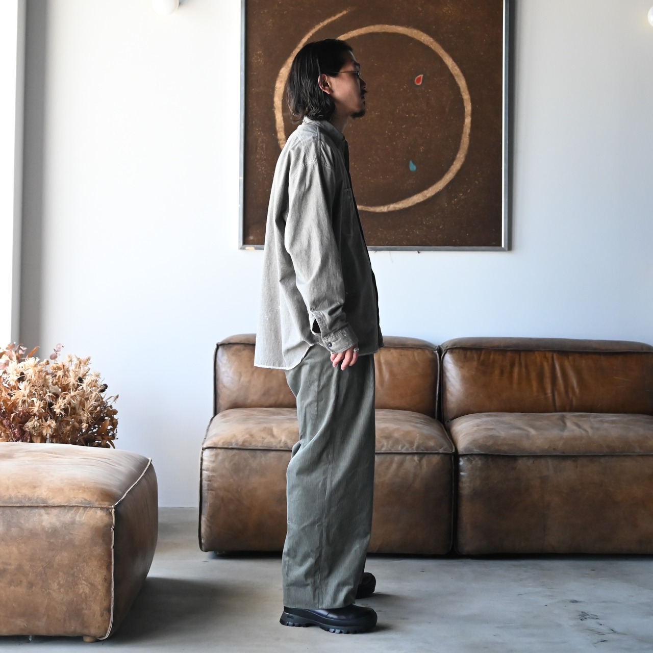 LEH(レー)コーデュロイラップワイドスラックスコーディネート②