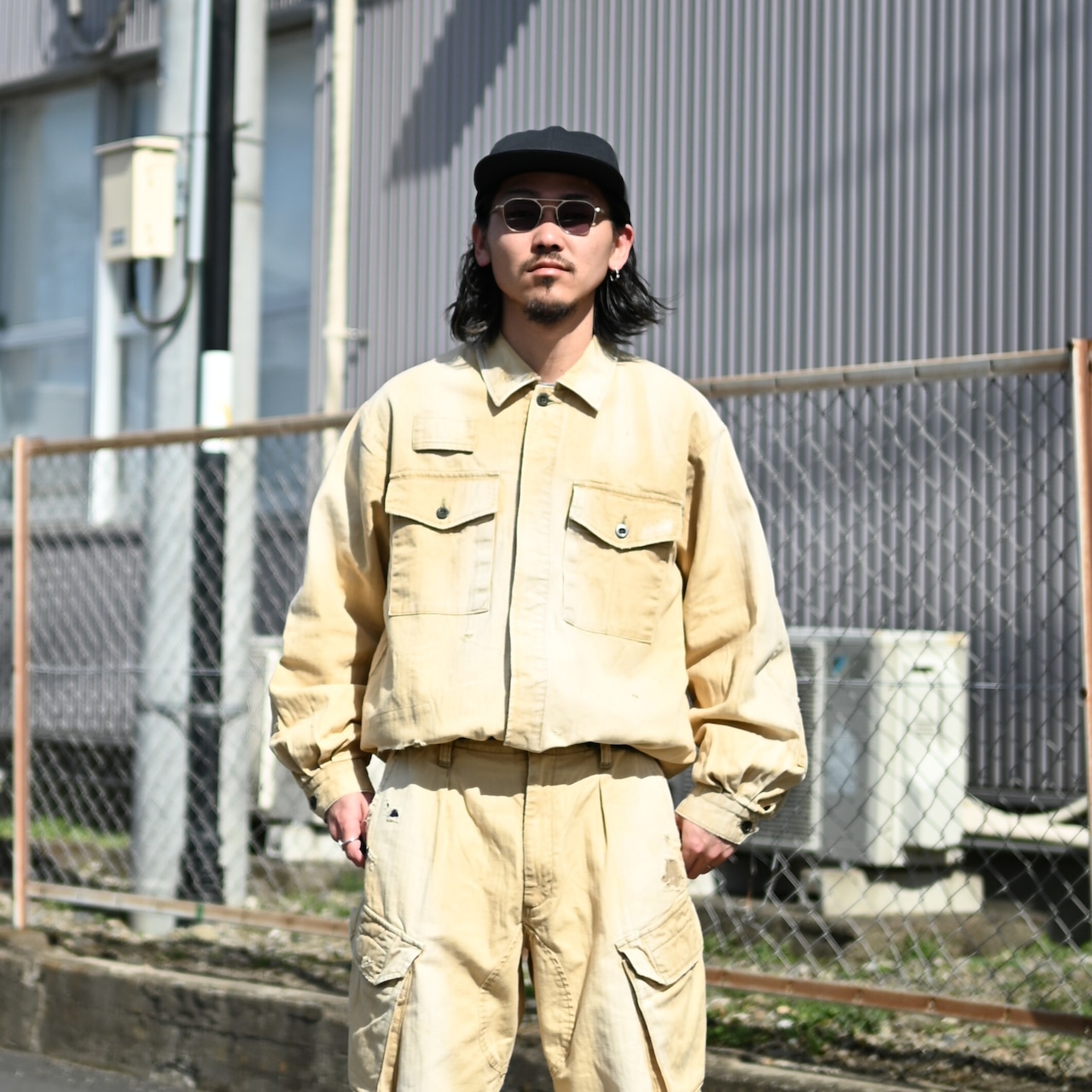 ANACHRONORM / REMAKED HERRINGBONE MILITARY SHIRTS JACKET