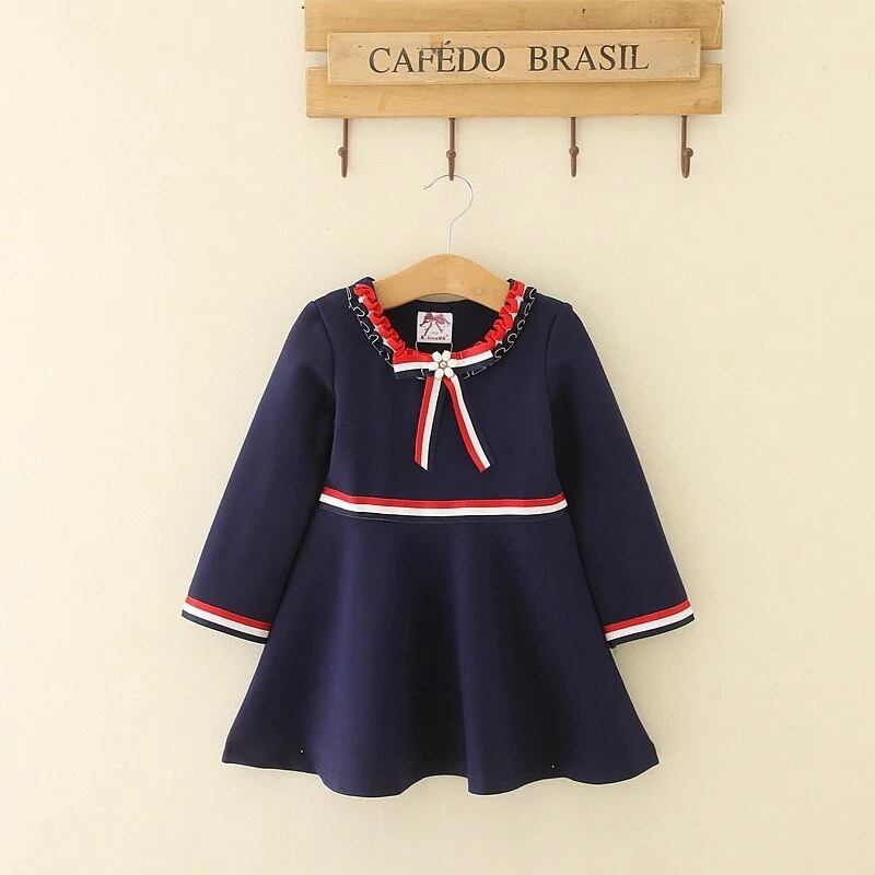 3カラー キッズ 100cm 140cm トリコロール リボン ワンピース パーティー ドレス 長袖 女の子 子供服 姉妹 Anoel