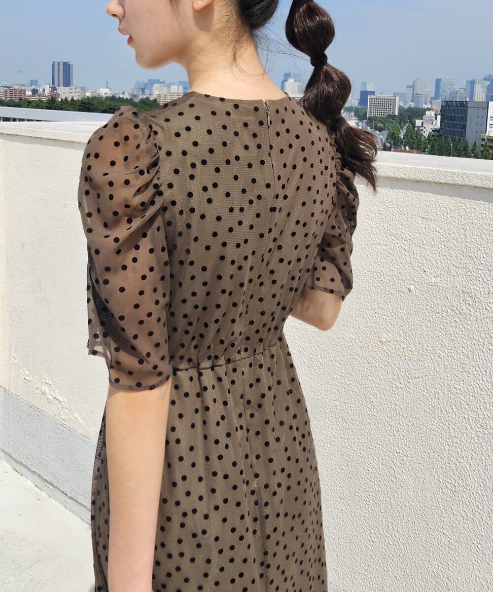 チュールフロッキードットワンピース | troisiemechaco 