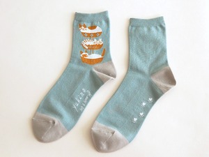 yukino textile socks 『cat tower』ブルー
