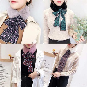 コピー：ファーマフラー　レディース 防寒 ストールリボン付き
