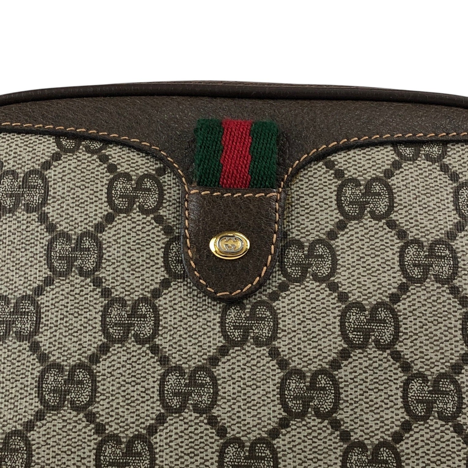 GUCCI グッチ シェリーライン ショルダーバッグ ブラウン PVC レザー