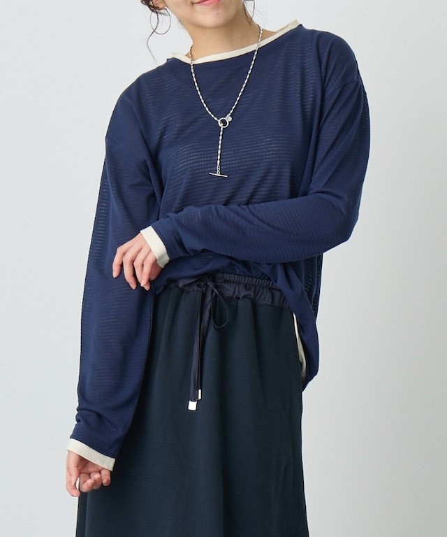 No.24011 フェイクレイヤードロングTシャツ  Navy